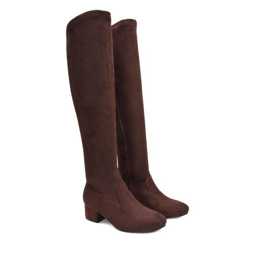 brown knee high boots, brown boots, knee high boots, boots, Women’s knee high boots with block heel, Fall winter boots, trendy boots, affordable womens boots