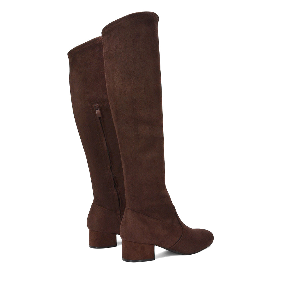 brown faux suede boots, brown suede boots, faux suede boots, suede boots, Heeled boots for women, Cozy tall boots