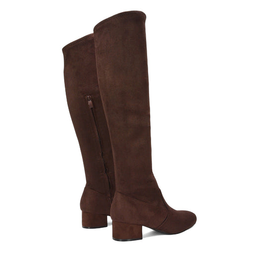 brown faux suede boots, brown suede boots, faux suede boots, suede boots, Heeled boots for women, Cozy tall boots