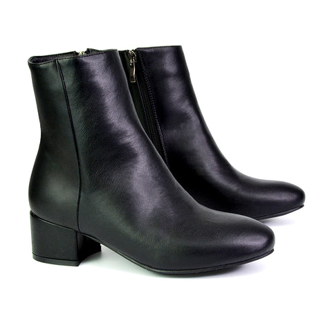 black low heel boots for women casual and smart wear, women’s black Chelsea style boots with zip, black ankle boots for women with low block heel, women’s black zip fastening Chelsea boots