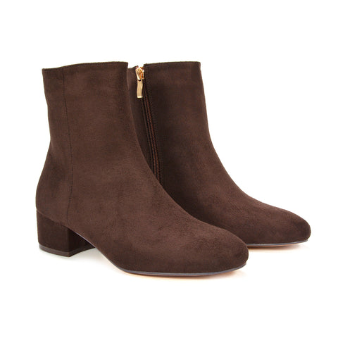 brown Chelsea boots for work and everyday wear, women’s brown autumn winter ankle boots, brown low heel ankle boots with zip fastening, women’s classic brown zip up Chelsea boots
