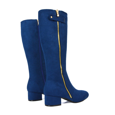 Navy Winter Boots, Navy Long Boots, Winter Boots, Long Boots