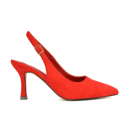 Red Faux Suede Strappy Heels, Red Strappy High Heels, Red Pointed Toe Heels, Red Pointed Toe Shoes