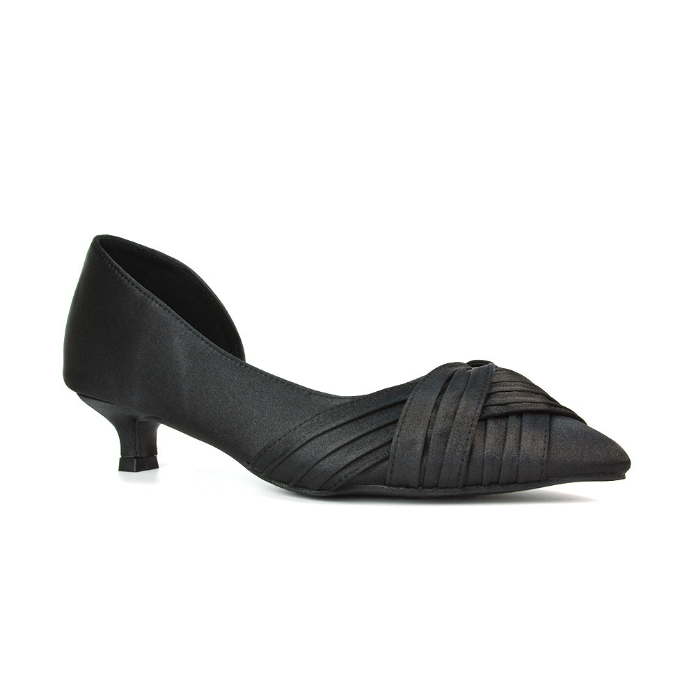Black satin shoes low heel on sale