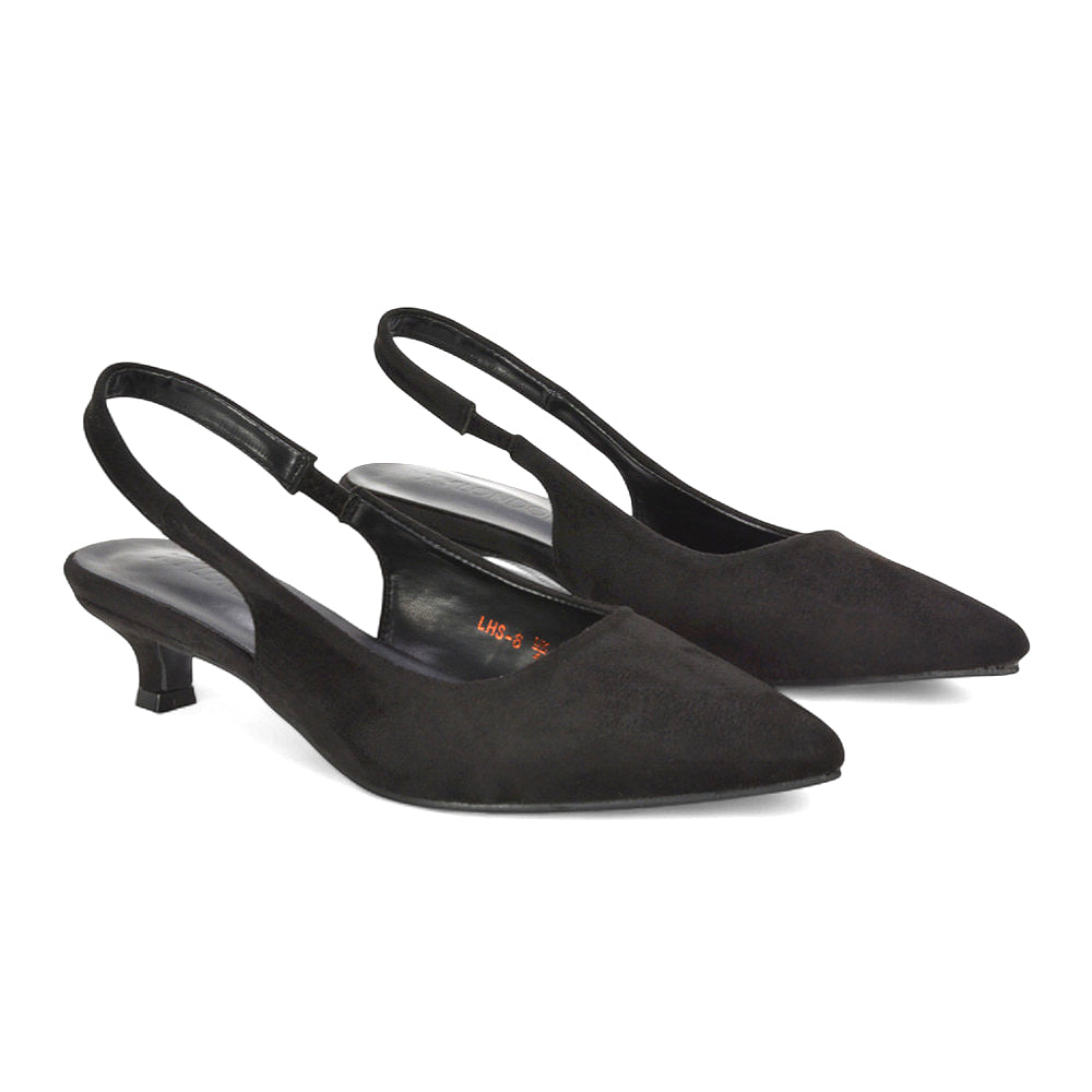 black heels, black kitten heels, heels, kitten heels, Women's kitten heels, Women's kitten heel slingback shoes