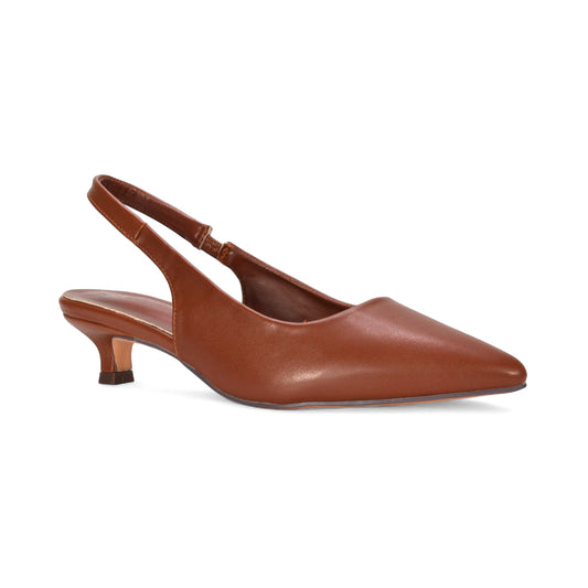 brown low heels, brown low heel shoes, low heels, low heel shoes, Pointed toe slingback heels for women, Slingback pumps