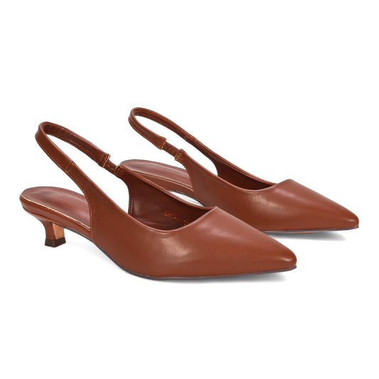 brown heels, brown kitten heels, heels, kitten heels, Women's kitten heels, Women's kitten heel slingback shoes