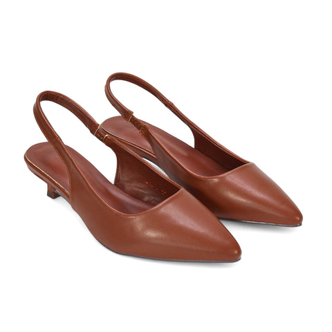 brown slingback heels, brown strappy heels, slingback heels, strappy heels, Pointed toe shoes, Comfortable kitten heels for work