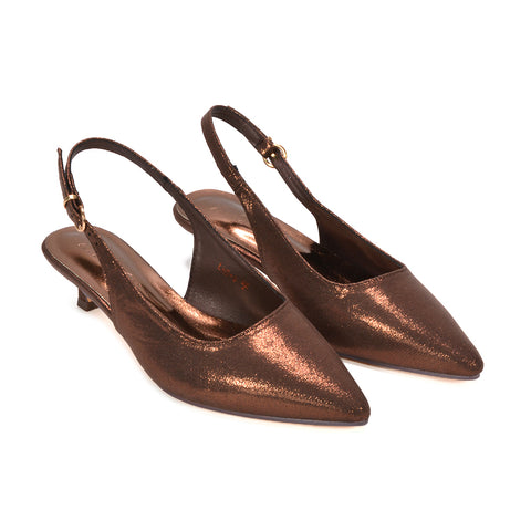 espresso low heel pumps, bronze shimmer pumps for cocktail events, festive evening pumps