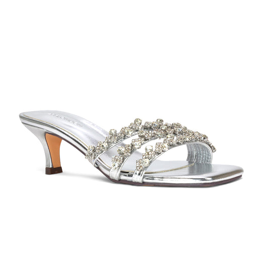 silver bridal shower shoes, women's silver diamante stiletto sandals, silver embellished heels
