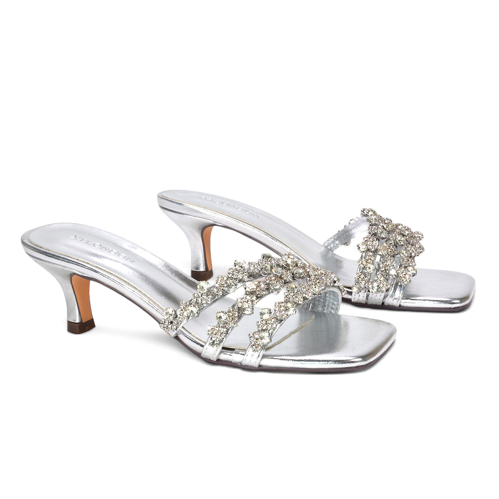 silver square toe sandals, silver glitter party heels for women, silver bridesmaid heels