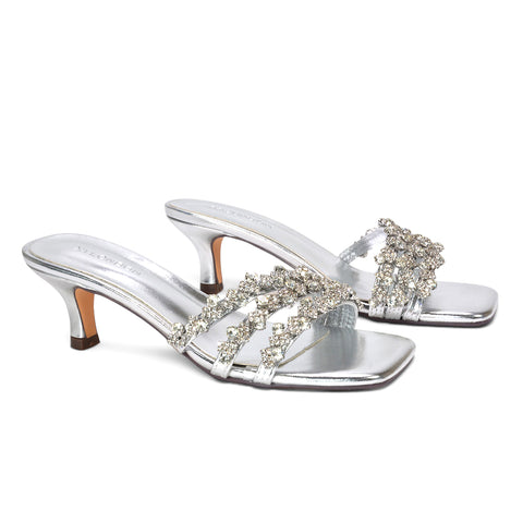 silver square toe sandals, silver glitter party heels for women, silver bridesmaid heels