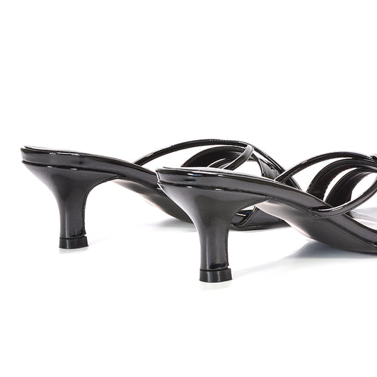 black mid heel sandals, black mule heels, mid heel sandals, mule heels
