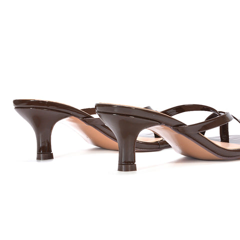 brown heeled sandals, brown slip on heels, heeled sandals, slip on heels