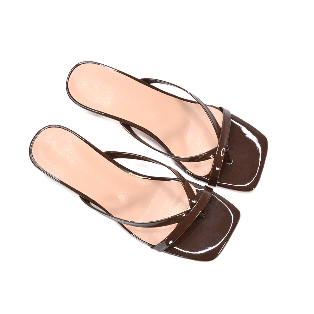 brown mid heel sandals, brown mid heel mules, mid heel sandals, mid heel mules