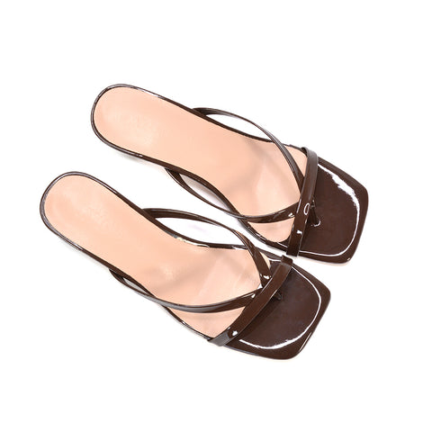 brown mid heel sandals, brown mid heel mules, mid heel sandals, mid heel mules