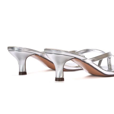 silver heeled sandals, silver slip on heels, heeled sandals, slip on heels