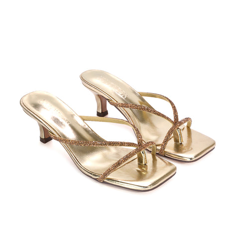 gold mule heels, gold slip on heels, mule heels, mules, slip on mules