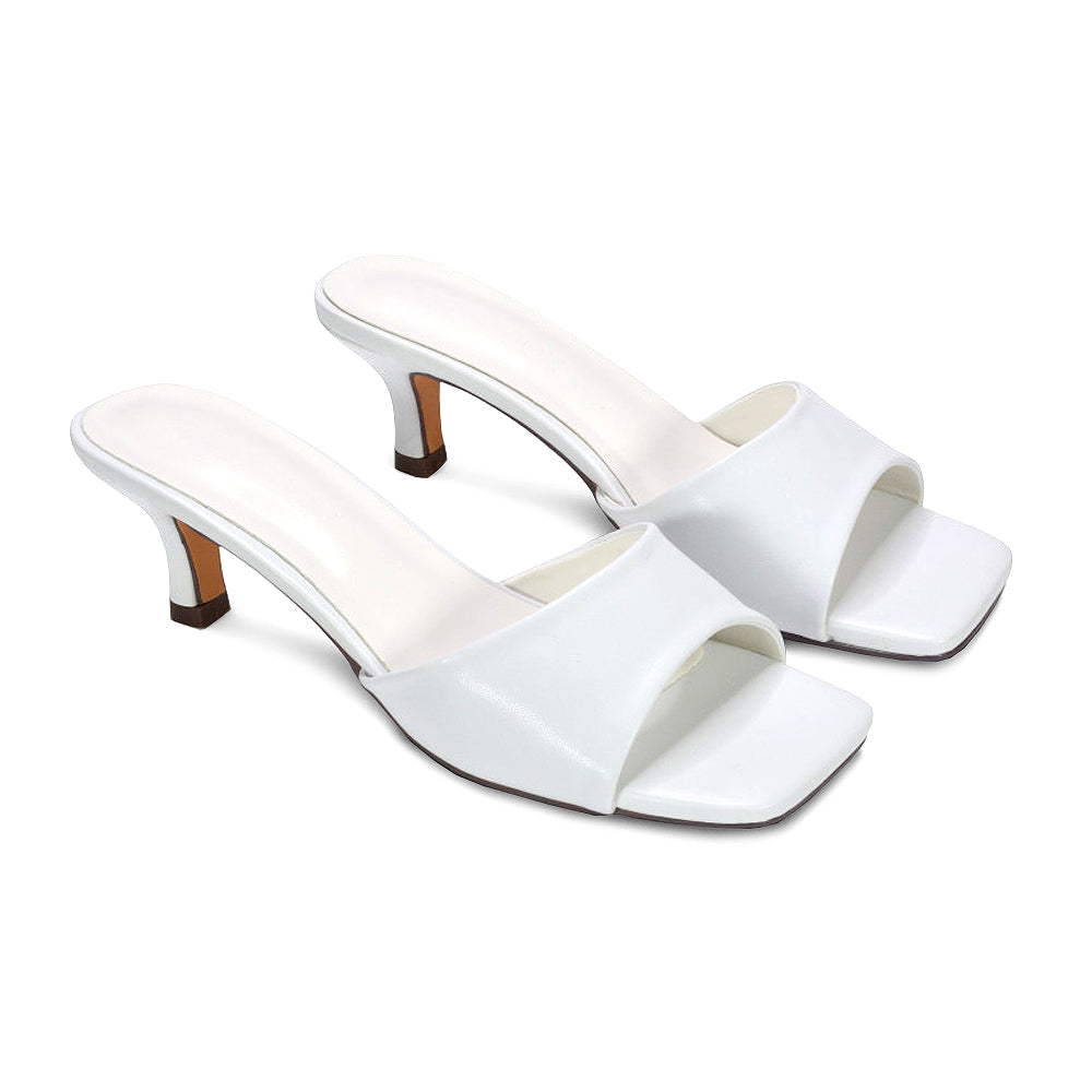 women’s heeled mules, women’s dressy sandals low heel, synthetic leather slip on mule heels, party wear kitten heels, white summer heels, white party heels