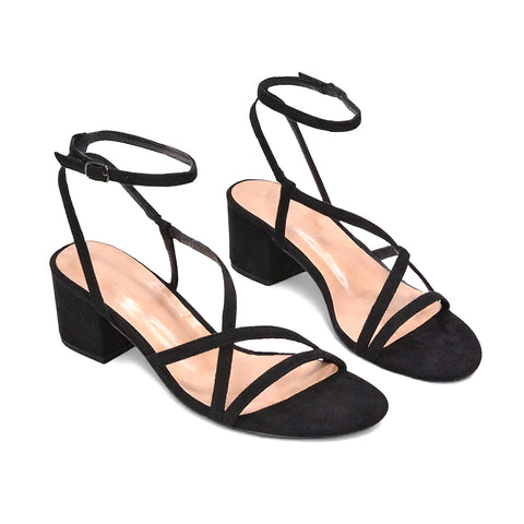 black heeled sandals, black heels, heeled sandals, heels, Affordable strappy mid heel sandals for ladies