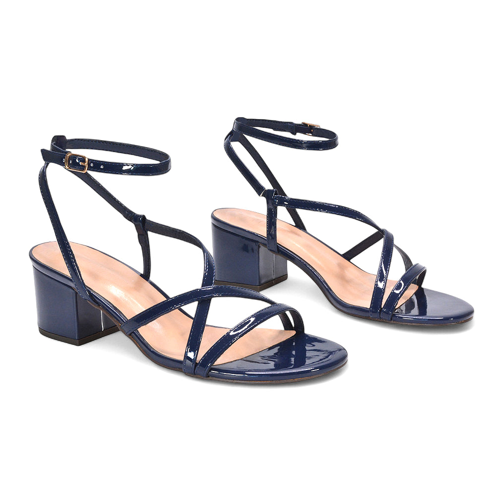 The XY London Heel Sandal for Women Collection 9 MA 3 navy patent 3