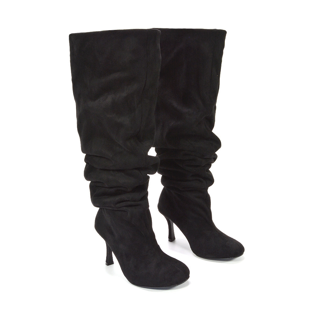 Shop black ruched stiletto heel boots for women