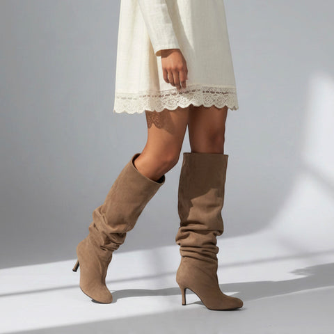Women's relaxed shaft boots with pointed toes