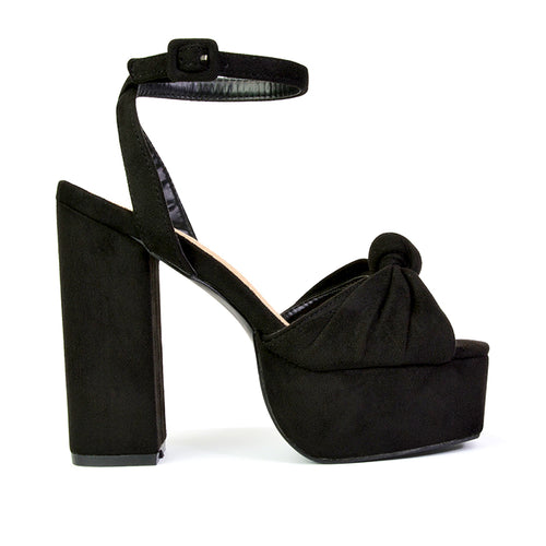 black ankle strap platform block heels for women, classic black platform heels with ankle strap, elegant black chunky platform heels for women, timeless black strappy high heel sandals, high heels black platform