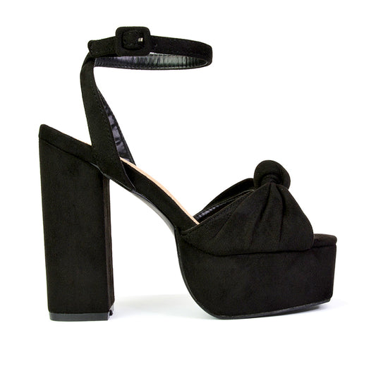 black ankle strap platform block heels for women, classic black platform heels with ankle strap, elegant black chunky platform heels for women, timeless black strappy high heel sandals