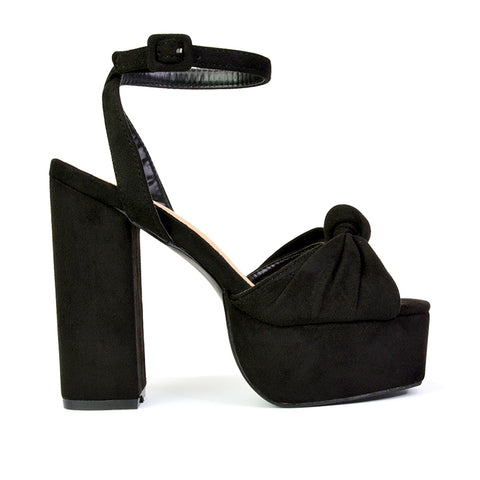 black ankle strap platform block heels for women, classic black platform heels with ankle strap, elegant black chunky platform heels for women, timeless black strappy high heel sandals