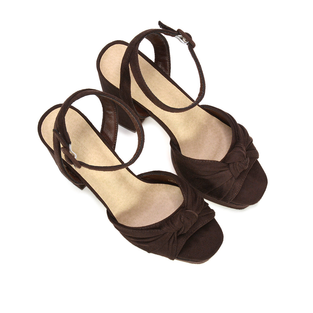 brown adjustable ankle strap high heels, comfortable brown platform block heel shoes for women, Brown Platform Block Heel Sandals for Women