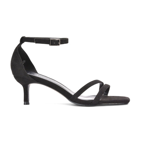 black strappy heels, black heels, Heeled sandals with buckle, Women's heeled sandals