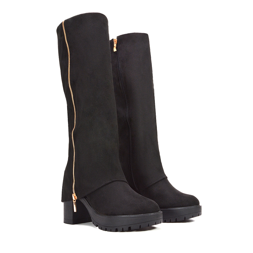 black platform boots, black knee high boots, platform boots, knee high boots, chunky boots, autumn boots, winter boots
