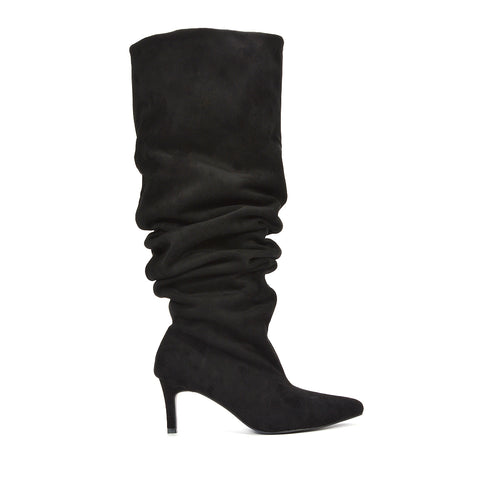 black ruched tall boots