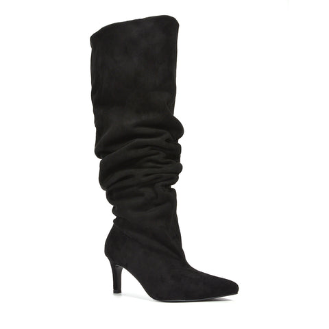 black women's slouchy knee-high boots