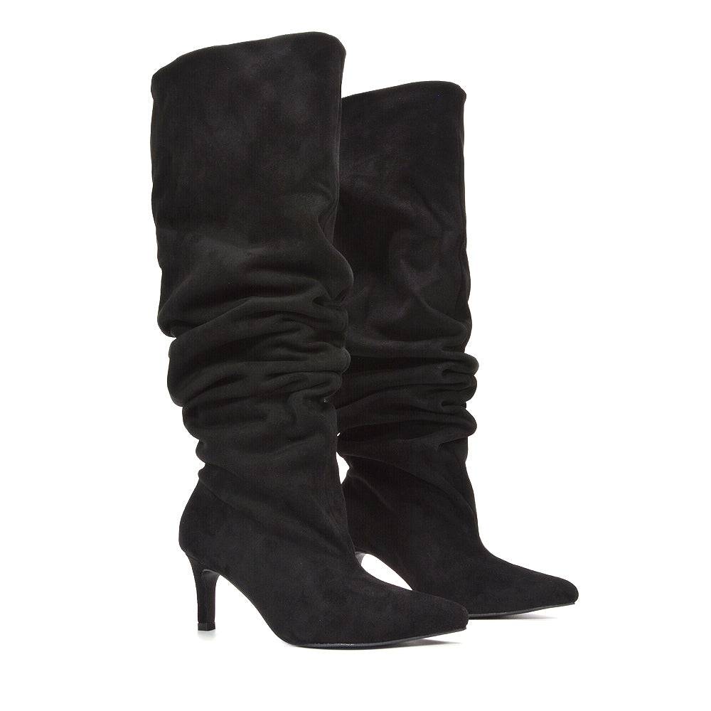 black slouchy boots with pointed toe