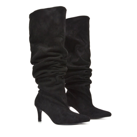 black slouchy boots with pointed toe