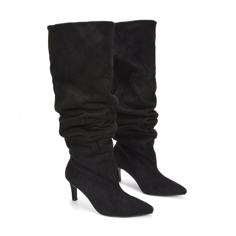 trendy black slouch boots for women