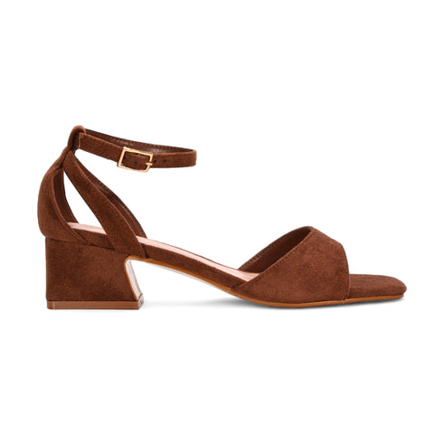 brown block heels, brown heels, comfortable heels for all-day wear, low heel dress sandals