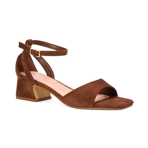 brown strappy heels, strappy heels, ankle strappy block heels, low block heel strappy sandals