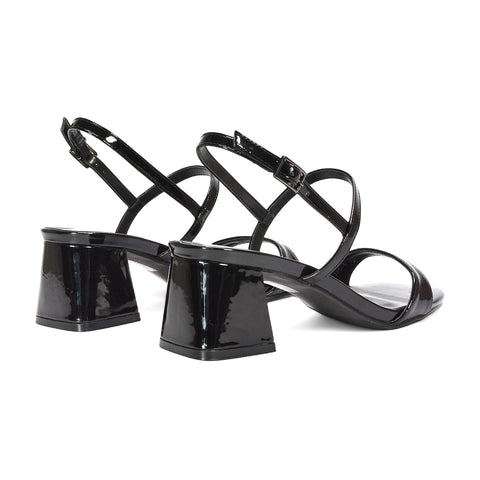 black mid block heels, black heeled sandals, block heel sandals, party sandals women