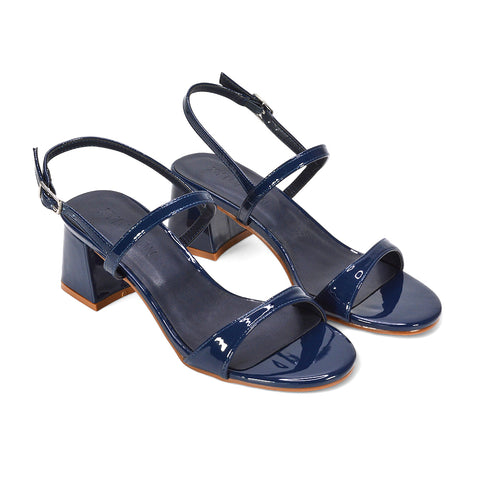 navy bridal heels, navy wedding heels, women's strappy block heel sandals, elegant summer heeled shoes