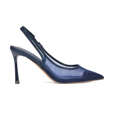 navy party heels, navy slip on heels, party heels, party shoes, slip on heels, Elegant mesh stiletto shoes, wedding guest heels