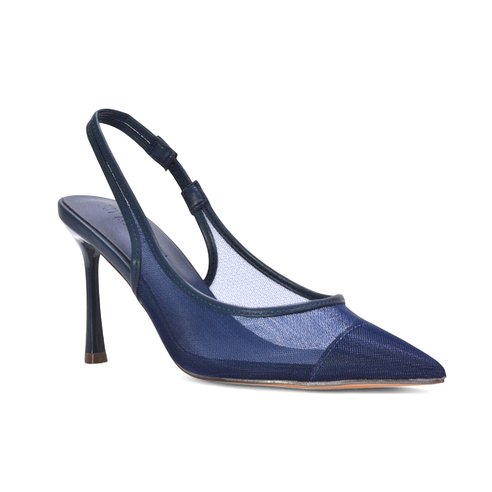 navy court shoes, navy court heels, court shoes, court heels, Black pointed toe transparent heels, Breathable slingback high heels