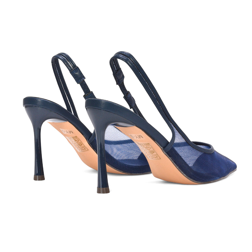 navy stiletto high heels, navy stiletto pumps, stiletto high heels, stiletto pumps, Stylish mesh heels for weddings, Pointed toe mesh heels