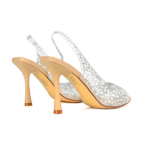 Clear Heels, Nude Perspex Heels, Slingback Heels, Perspex High Heels, Heels