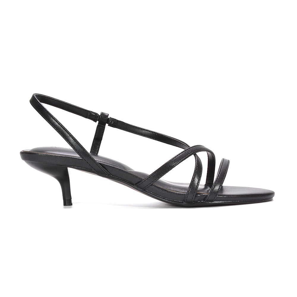 slingback sandals women, elegant low heel sandals for women, evening strappy sandals, affordable kitten heel sandals, black slingback heels, party heels women