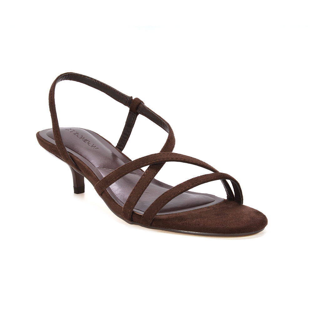 slingback sandals women, elegant low heel sandals for women, evening strappy sandals, affordable kitten heel sandals, brown slingback heels, low heel strappy sandals UK