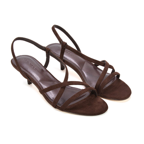 strappy kitten heels, open toe strappy kitten heels, women’s summer sandals, heeled sandals, holiday heels, summer heels, brown heels, prom heels UK