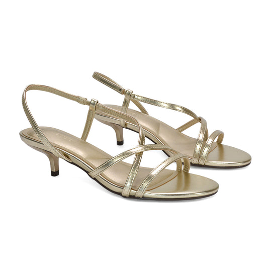 women’s strappy sandals, women’s low kitten heel slingback sandals, women’s sandals for work, best low heel sandals for women, gold kitten heels